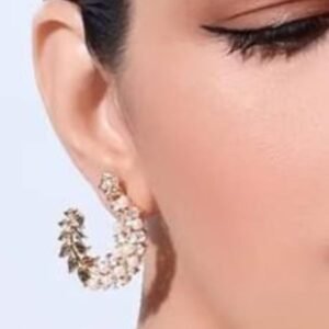 Brinco Argola com pérola e zircônia