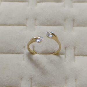 Anel ajustável dois corações zircônia